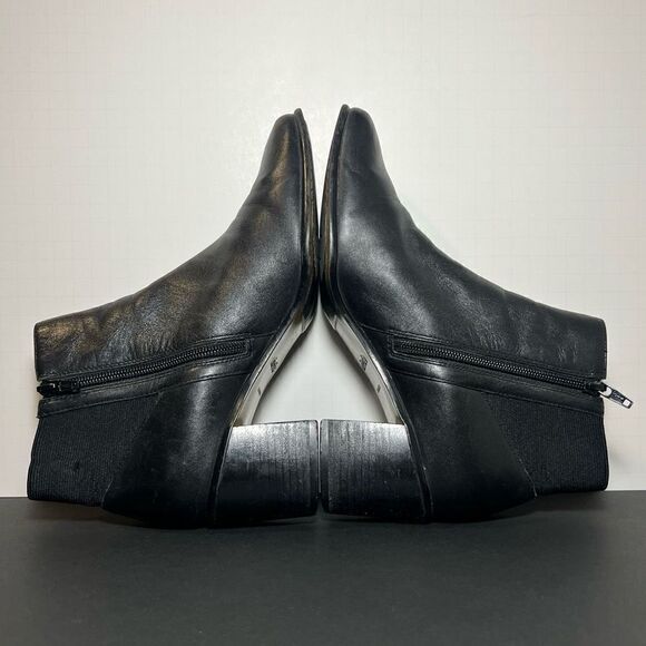 Womens NICOLE Play Square Toe Black Leather Side Zip Heels / Size 8 Medium - Picture 6 of 9